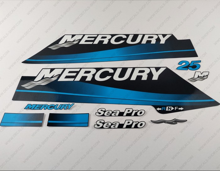 Mercury 25HP Two Stroke 2001-2006 Sea Pro Two Cylinders Outboard Decal Kit